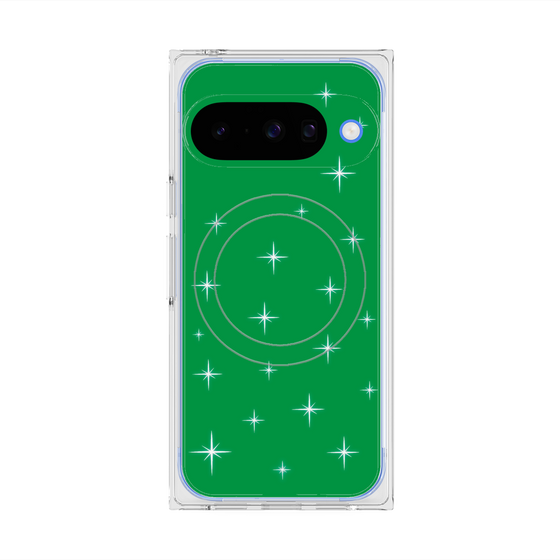 プレミアムスクエアケース with Pixelsnap［ Glitter - Green ］