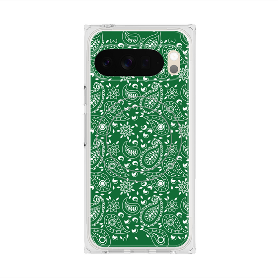プレミアムスクエアケース with Pixelsnap［ ペイズリー - Green ］
