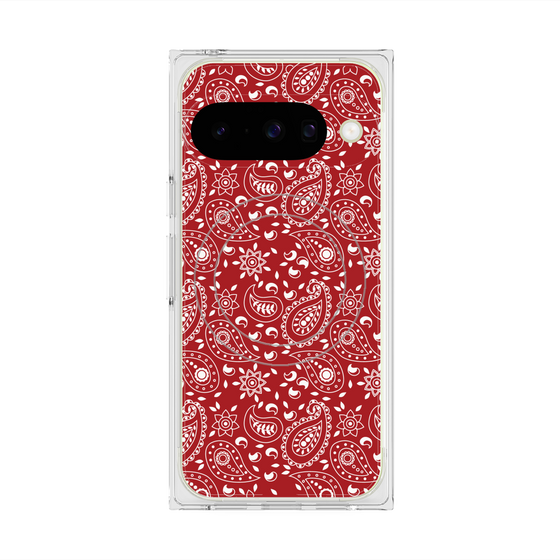 プレミアムスクエアケース with Pixelsnap［ ペイズリー - Red ］
