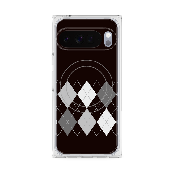 プレミアムスクエアケース with Pixelsnap［ Nordic Argyle - Black ］