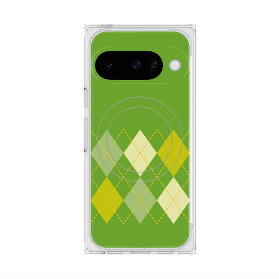 プレミアムスクエアケース with Pixelsnap［ Nordic Argyle - Green ］