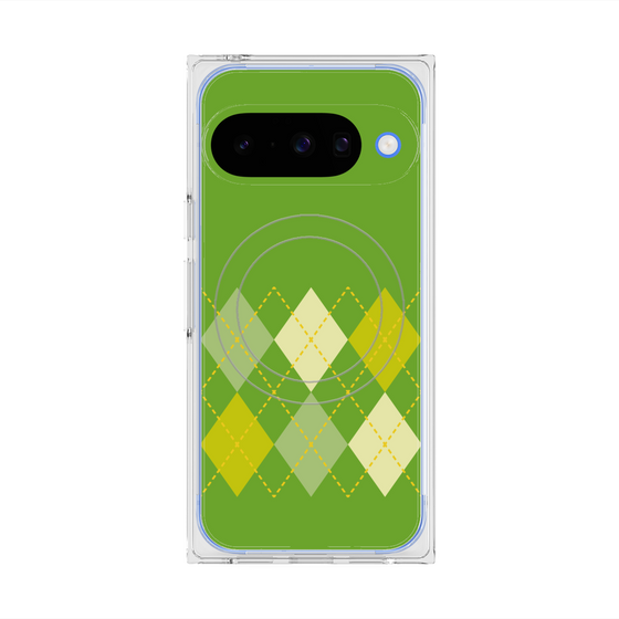 プレミアムスクエアケース with Pixelsnap［ Nordic Argyle - Green ］