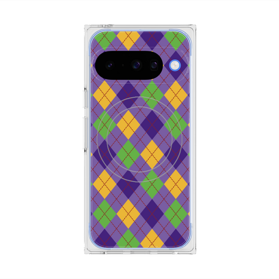 プレミアムスクエアケース with Pixelsnap［ Argyle - Purple ］