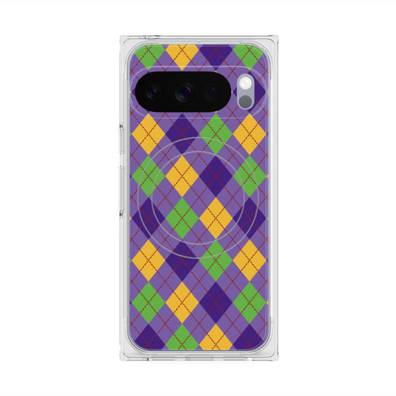 プレミアムスクエアケース with Pixelsnap［ Argyle - Purple ］