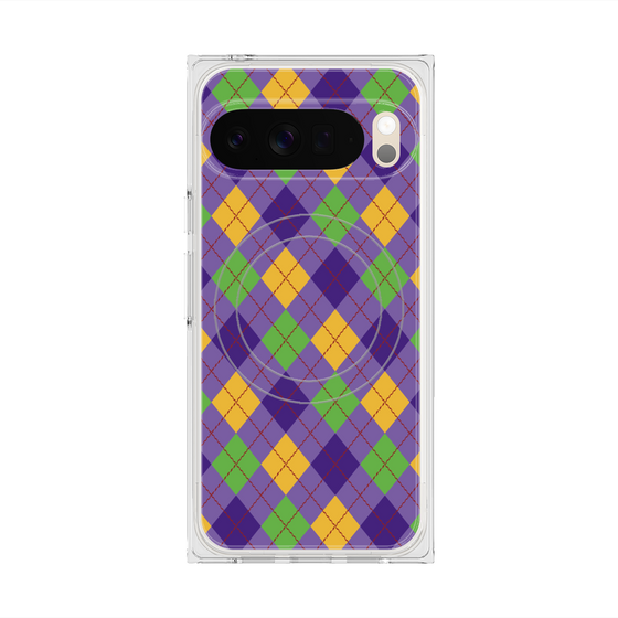 プレミアムスクエアケース with Pixelsnap［ Argyle - Purple ］