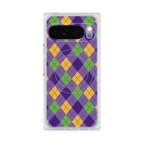 プレミアムスクエアケース with Pixelsnap［ Argyle - Purple ］