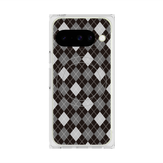 プレミアムスクエアケース with Pixelsnap［ Argyle - Black ］