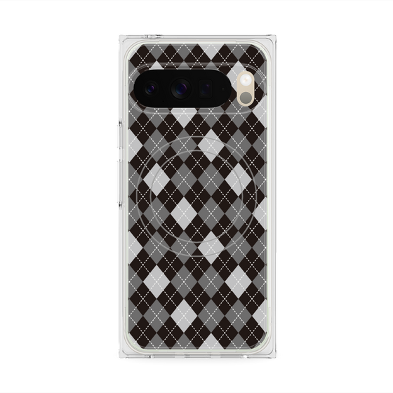 プレミアムスクエアケース with Pixelsnap［ Argyle - Black ］