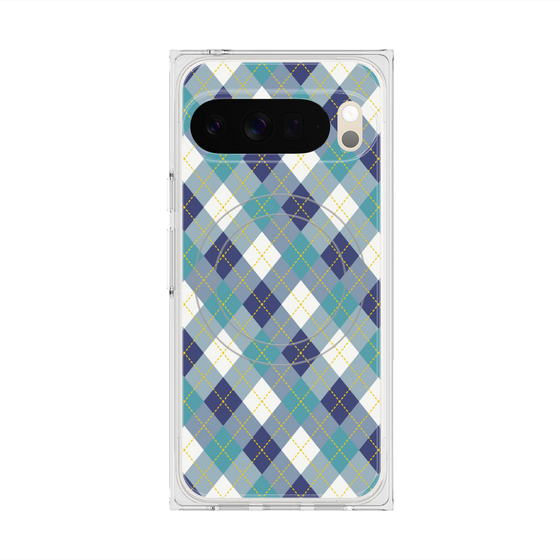 プレミアムスクエアケース with Pixelsnap［ Argyle - Blue ］
