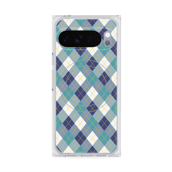 プレミアムスクエアケース with Pixelsnap［ Argyle - Blue ］