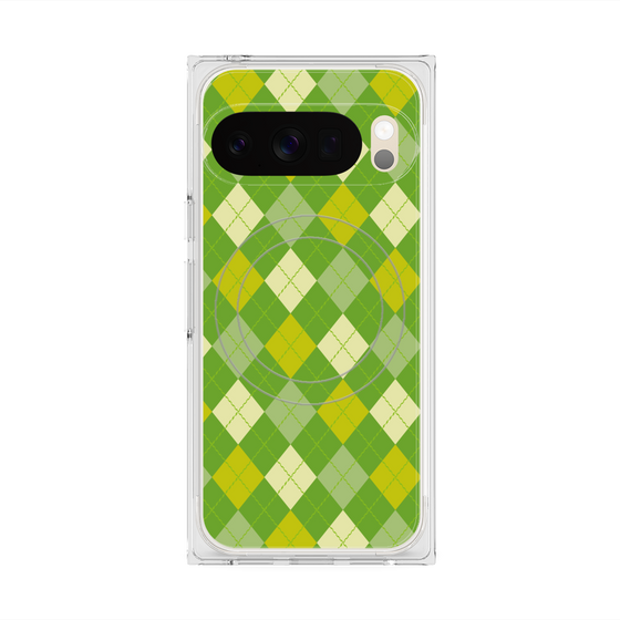 プレミアムスクエアケース with Pixelsnap［ Argyle - Green ］