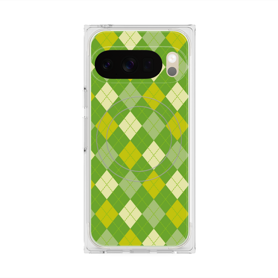 プレミアムスクエアケース with Pixelsnap［ Argyle - Green ］