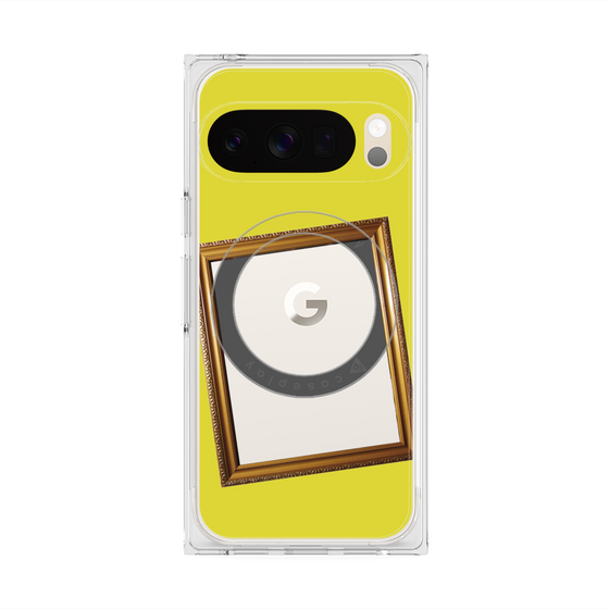 プレミアムスクエアケース with Pixelsnap［ Photo Frame - Yellow ］