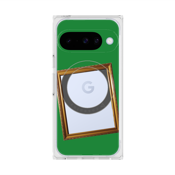 プレミアムスクエアケース with Pixelsnap［ Photo Frame - Green ］