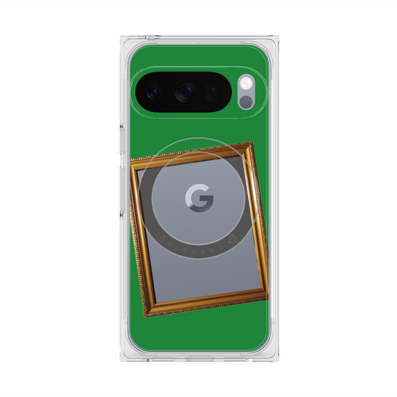 プレミアムスクエアケース with Pixelsnap［ Photo Frame - Green ］