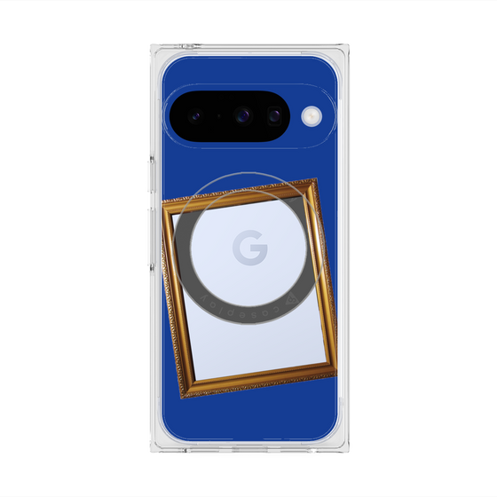 プレミアムスクエアケース with Pixelsnap［ Photo Frame - Blue ］