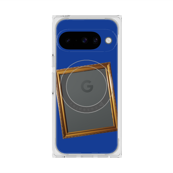 プレミアムスクエアケース with Pixelsnap［ Photo Frame - Blue ］