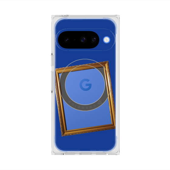 プレミアムスクエアケース with Pixelsnap［ Photo Frame - Blue ］