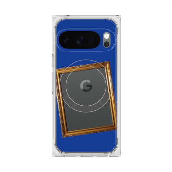 プレミアムスクエアケース with Pixelsnap［ Photo Frame - Blue ］