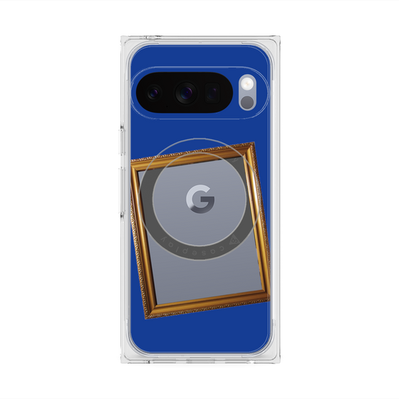 プレミアムスクエアケース with Pixelsnap［ Photo Frame - Blue ］