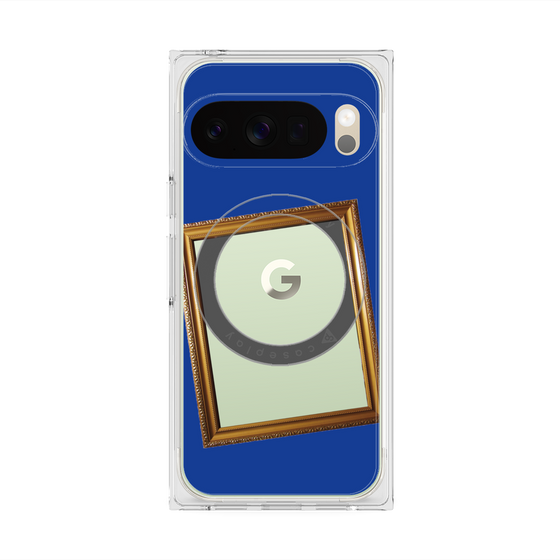 プレミアムスクエアケース with Pixelsnap［ Photo Frame - Blue ］