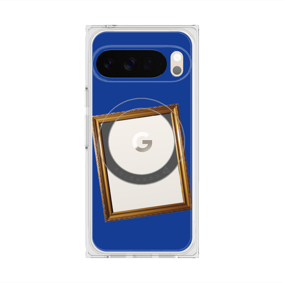 プレミアムスクエアケース with Pixelsnap［ Photo Frame - Blue ］