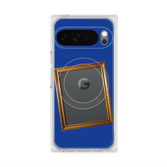 プレミアムスクエアケース with Pixelsnap［ Photo Frame - Blue ］