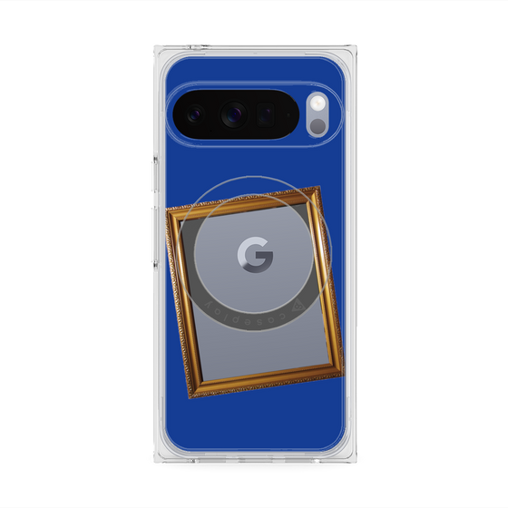 プレミアムスクエアケース with Pixelsnap［ Photo Frame - Blue ］