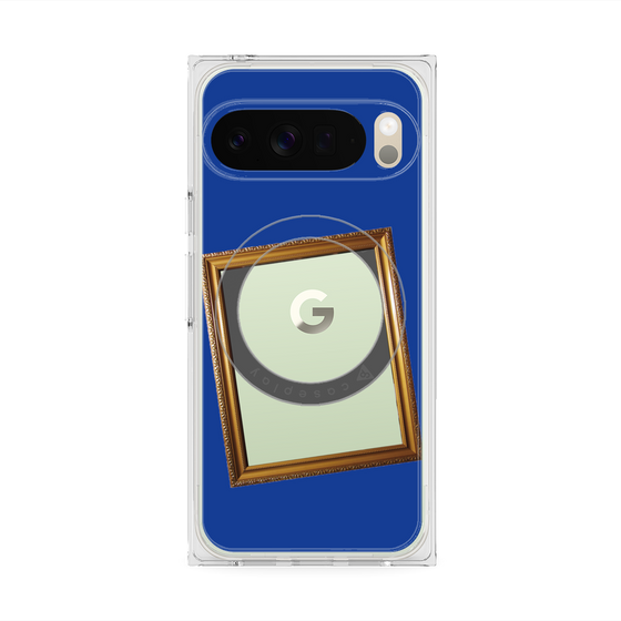 プレミアムスクエアケース with Pixelsnap［ Photo Frame - Blue ］