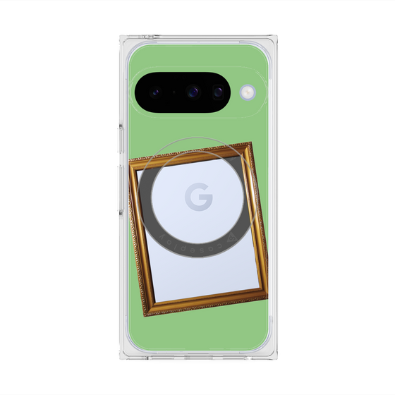 プレミアムスクエアケース with Pixelsnap［ Photo Frame - Light Green ］