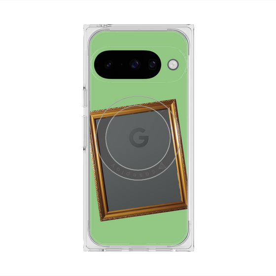 プレミアムスクエアケース with Pixelsnap［ Photo Frame - Light Green ］