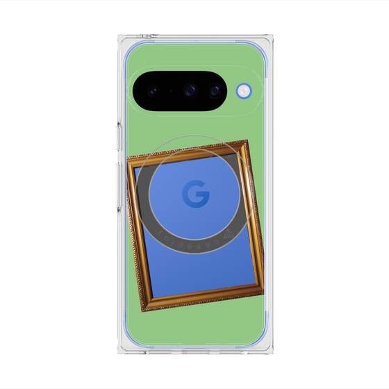 プレミアムスクエアケース with Pixelsnap［ Photo Frame - Light Green ］