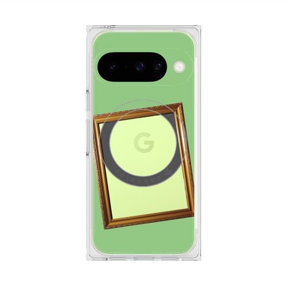 プレミアムスクエアケース with Pixelsnap［ Photo Frame - Light Green ］