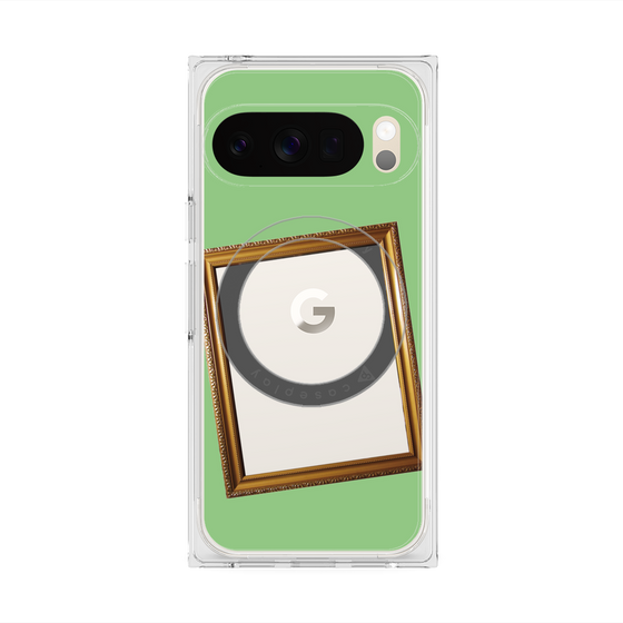 プレミアムスクエアケース with Pixelsnap［ Photo Frame - Light Green ］