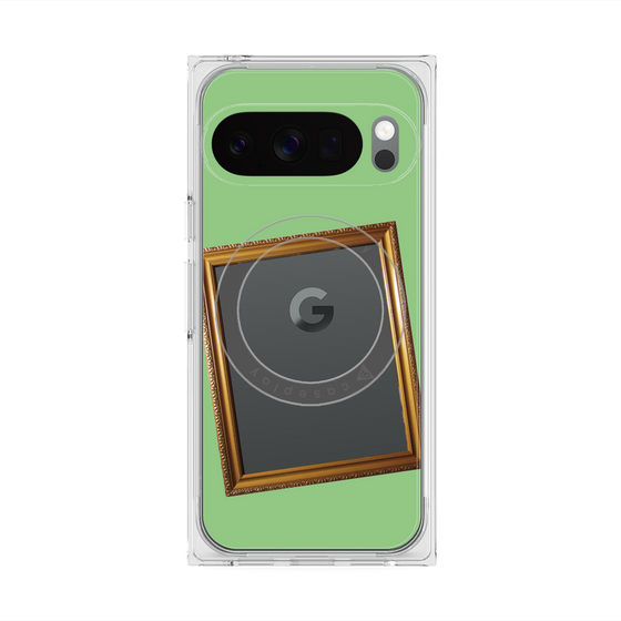 プレミアムスクエアケース with Pixelsnap［ Photo Frame - Light Green ］