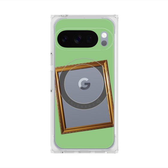 プレミアムスクエアケース with Pixelsnap［ Photo Frame - Light Green ］