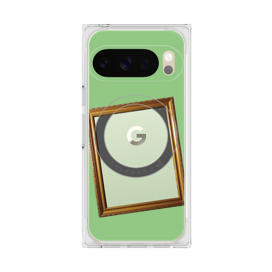 プレミアムスクエアケース with Pixelsnap［ Photo Frame - Light Green ］