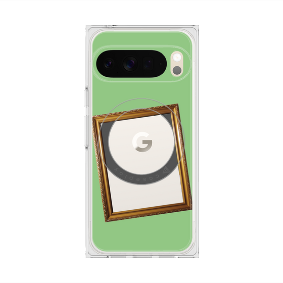 プレミアムスクエアケース with Pixelsnap［ Photo Frame - Light Green ］
