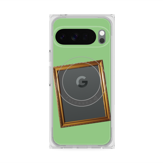 プレミアムスクエアケース with Pixelsnap［ Photo Frame - Light Green ］