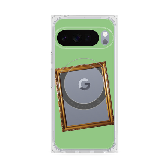 プレミアムスクエアケース with Pixelsnap［ Photo Frame - Light Green ］