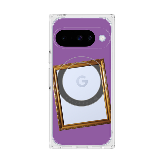プレミアムスクエアケース with Pixelsnap［ Photo Frame - Purple ］
