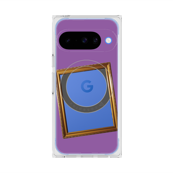 プレミアムスクエアケース with Pixelsnap［ Photo Frame - Purple ］