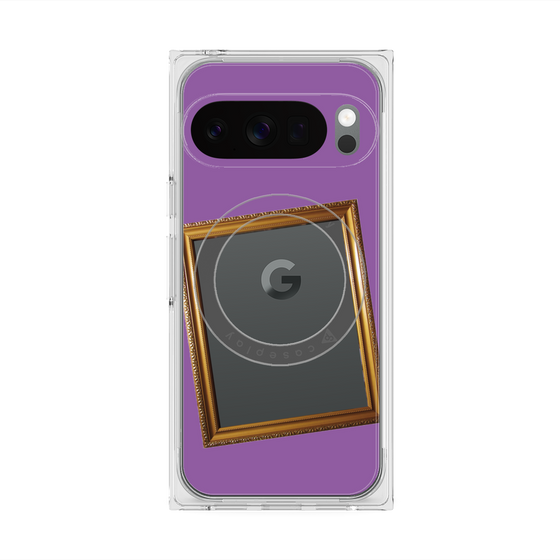 プレミアムスクエアケース with Pixelsnap［ Photo Frame - Purple ］