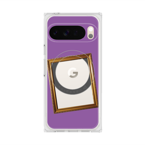 プレミアムスクエアケース with Pixelsnap［ Photo Frame - Purple ］