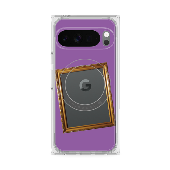 プレミアムスクエアケース with Pixelsnap［ Photo Frame - Purple ］
