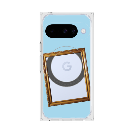 プレミアムスクエアケース with Pixelsnap［ Photo Frame - Light Blue ］