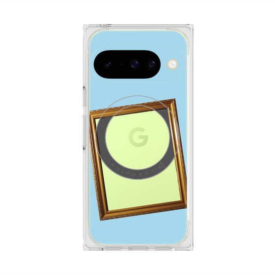 プレミアムスクエアケース with Pixelsnap［ Photo Frame - Light Blue ］