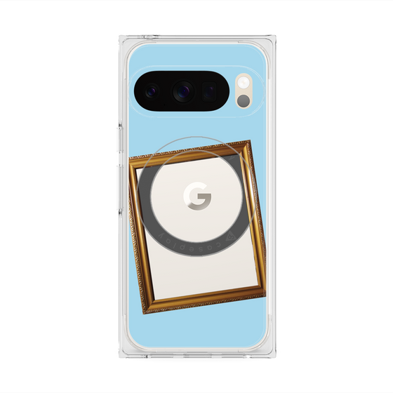 プレミアムスクエアケース with Pixelsnap［ Photo Frame - Light Blue ］
