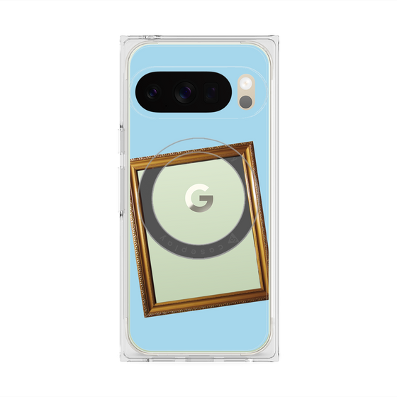 プレミアムスクエアケース with Pixelsnap［ Photo Frame - Light Blue ］