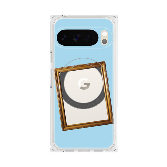 プレミアムスクエアケース with Pixelsnap［ Photo Frame - Light Blue ］